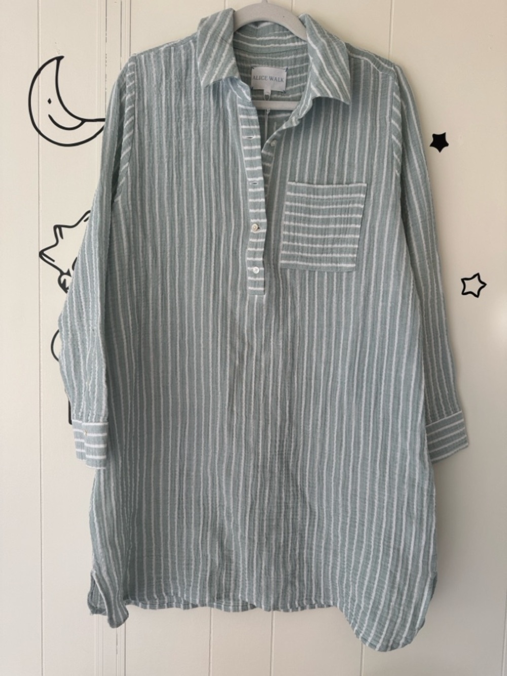 Alice Walk Mint & White Striped Button-Up Shirt